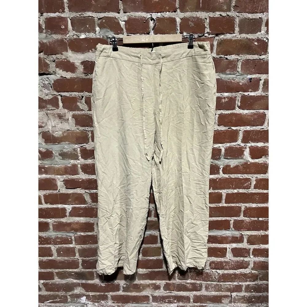 Coldwater Creek Womens Beige Pull On Linen Flowy Pant Size 1X